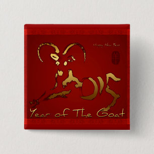 Golden Goat kinesisk vietnamesisk nyårsknapp Knapp