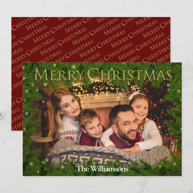 Golden God jul bland Gräs Photo Julkort (Fram/baksida)