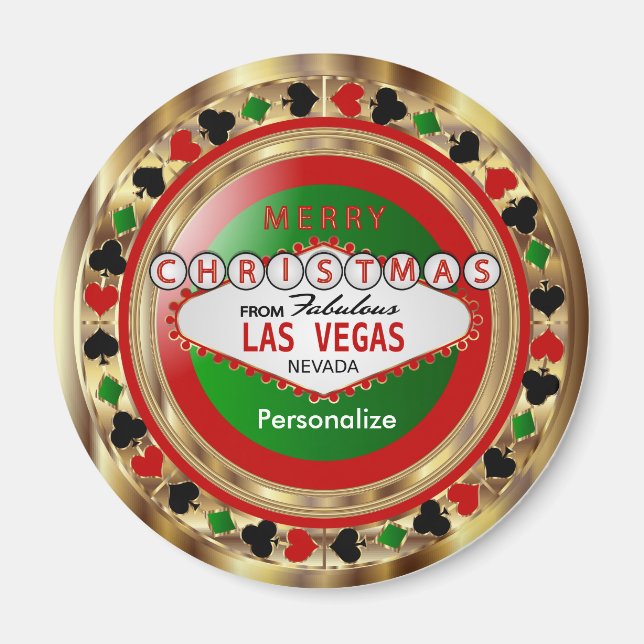 Golden God jul Las Vegas Stil Magnet (Framsidan)