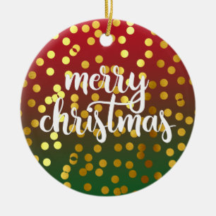 Golden God jul Polka dots keramisk prydnadsföremål Julgransprydnad Keramik