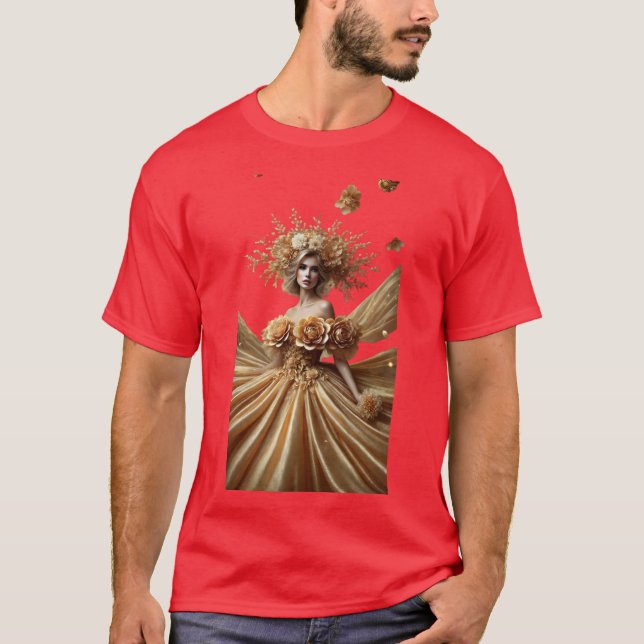 🌟 Golden Goddes Elegance - Royal Bloom T-shirt (Framsida)