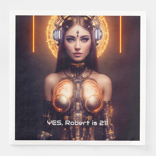 Golden Goddess Cyborg Pappersservett (Framsida)