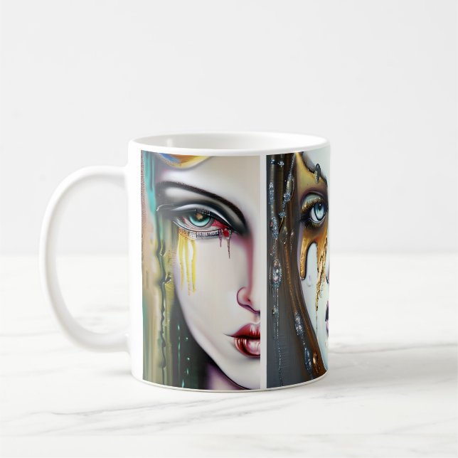 Golden Goddesses Ai Art Kaffemugg (Vänster)