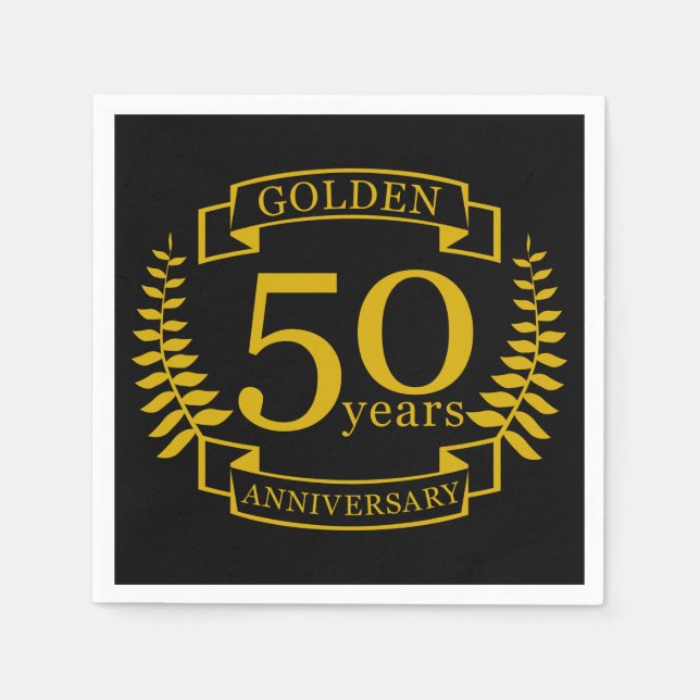 GOLDEN Golden 50 år Bröllop-årsdagen 50 alla Pappersservett (Framsidan)