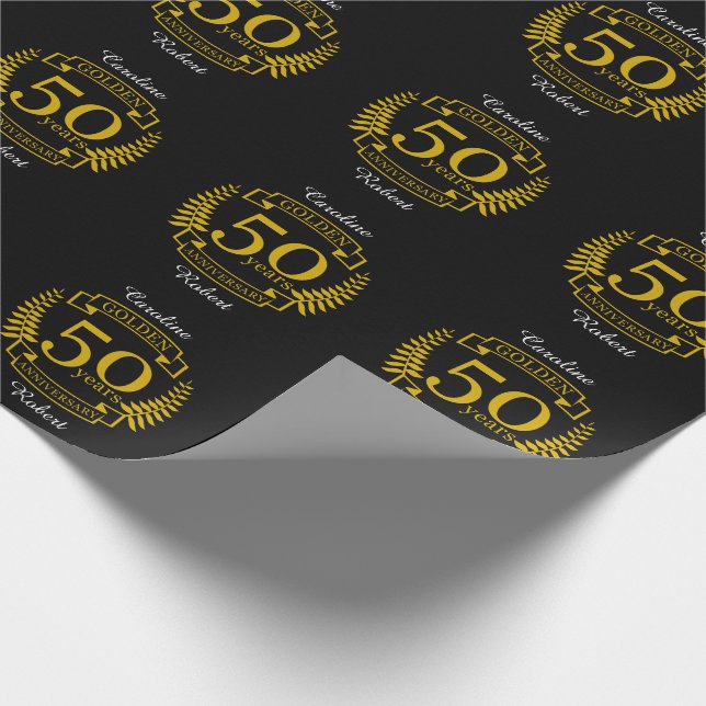 GOLDEN Golden 50 år Bröllop-årsdagen 50 alla Presentpapper (Hörn)