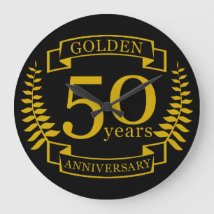 GOLDEN Golden 50 år Bröllop-årsdagen 50 alla Stor Klocka