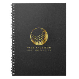 Golden Golf Boll Logotyp Elegant Golfer Monogram Anteckningsbok