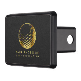 Golden Golf Boll Logotyp Elegant Golfer Monogram Dragkroksskydd