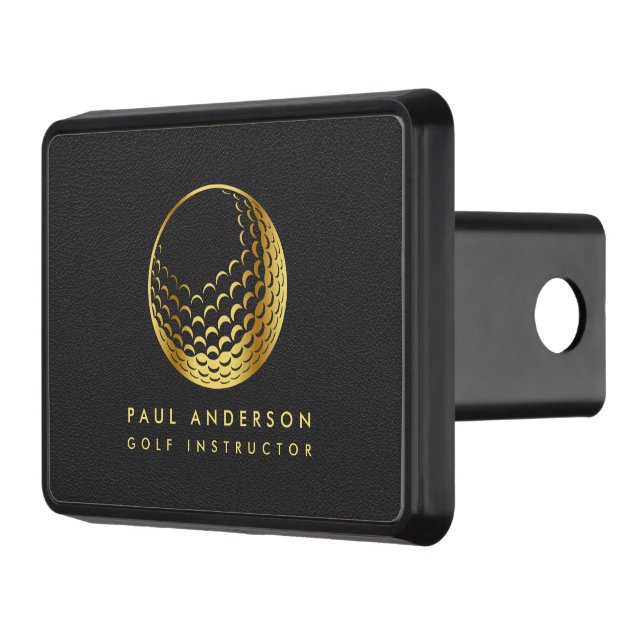 Golden Golf Boll Logotyp Elegant Golfer Monogram Dragkroksskydd (Vänster)