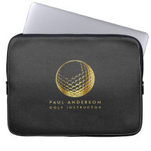 Golden Golf Boll Logotyp Elegant Golfer Monogram
