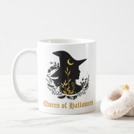 Golden gotiic Queen of Halloween Witch Cat Mugg