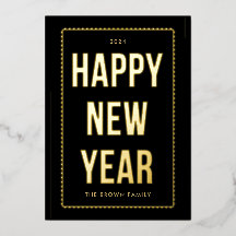 Golden Gott nytt år-fotokort på svart