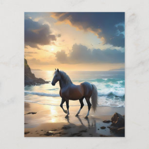 Golden Grace: En Palomino Horse på Sunset Shore Flygblad