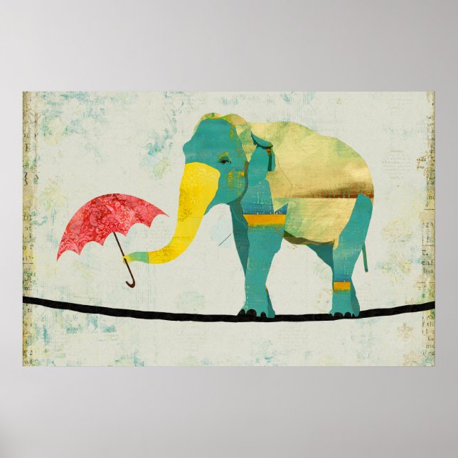 Golden Gracely Elephant Art Poster (Framsidan)