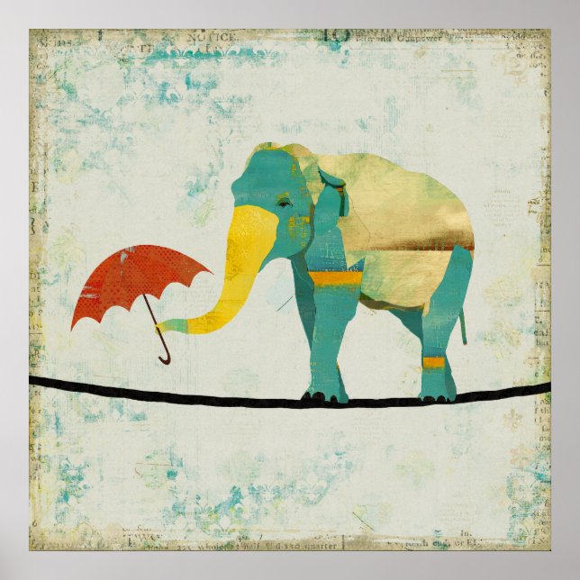 Golden Gracely Elephant Art Poster (Framsidan)