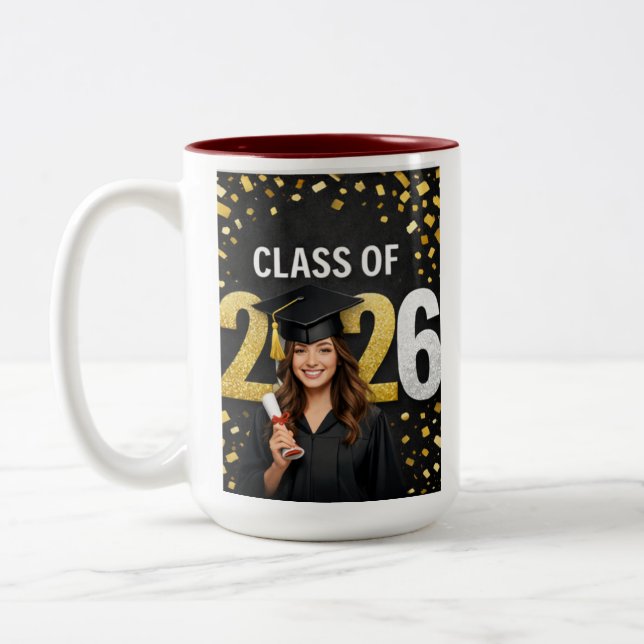 Golden Graduation Celebration Card mug Två-Tonad Mugg (Vänster)