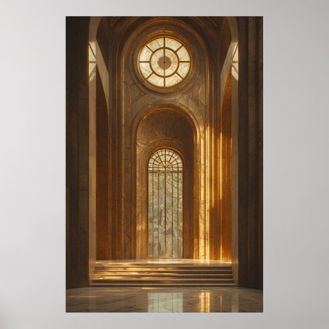 Golden Grandeur: A Majestic Hallway Poster (Framsidan)