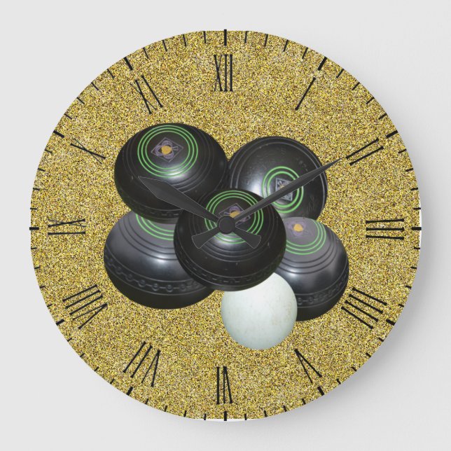 Golden Gräsmatta Bowls, Wall Clock Stor Klocka (Framsida)
