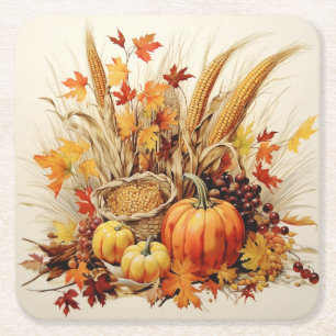 Golden Gratitude Medley: Foliage and Blommigts Underlägg Papper Kvadrat