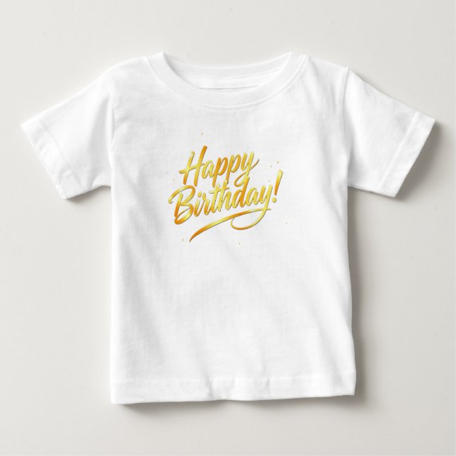 Golden Grattis på födelsedagen Typografi T Shirt (Framsida)