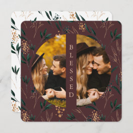 Golden Greenery Blating Two Photo Eggplant Julkort