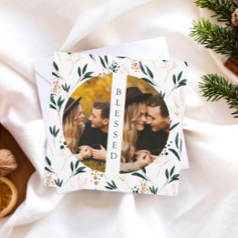 Golden Greenery Blating Two Photo Julkort