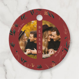 Golden Greenery Red Two Photo Jul Helgdag Gåvor Etiketter