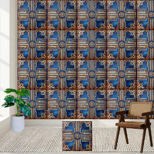 Golden Grekiska Nyckel Mönster Tile Kakelplatta