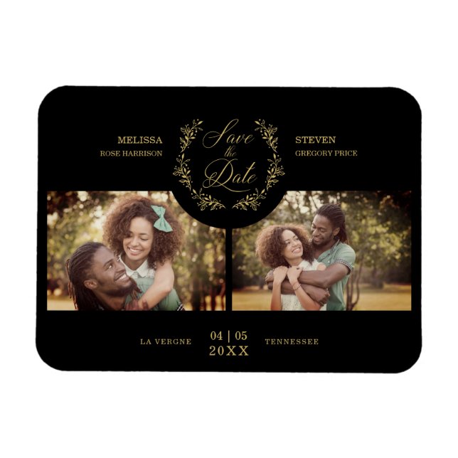 Golden Grenar Elegant 2 Anpassningsbar Foton Bröll Magnet (Horisontell)