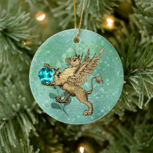 Golden Griffin Julgransprydnad Keramik