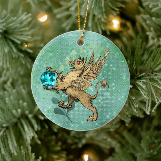 Golden Griffin Julgransprydnad Keramik (Skapare uppladdad)