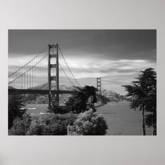 Golden Grind Bridge Black and White Poster