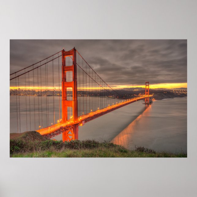 Golden Grind Bridge Erie Sunrise Poster (Framsidan)