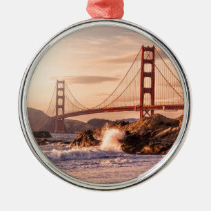 Golden Grind Bridge från Baker Beach Julgransprydnad Metall