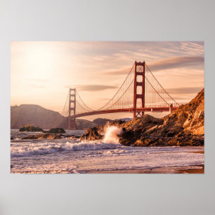 Golden Grind Bridge från Baker Beach Poster