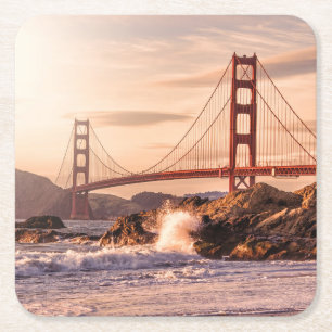 Golden Grind Bridge från Baker Beach Underlägg Papper Kvadrat