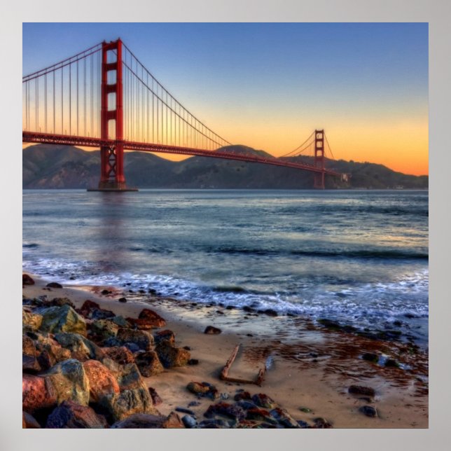Golden Grind Bridge från San Francisco Bay-banan. Poster (Framsidan)