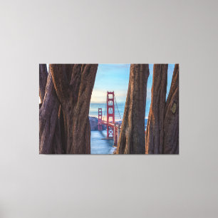Golden Grind Bridge genom Cypress Träd Canvastryck