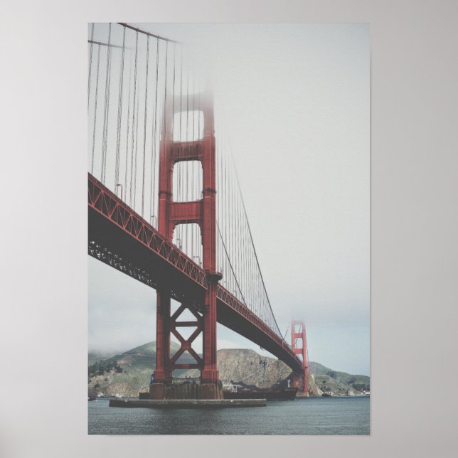 Golden Grind Bridge i dimman Poster (Framsidan)