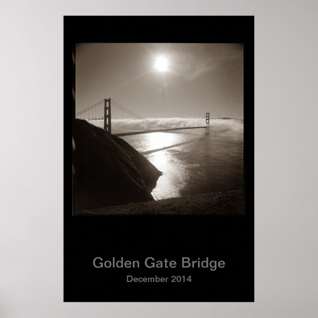 Golden Grind Bridge i Fog #3 Poster (Framsidan)
