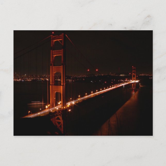 Golden Grind Bridge i natt Vykort (Framsida)
