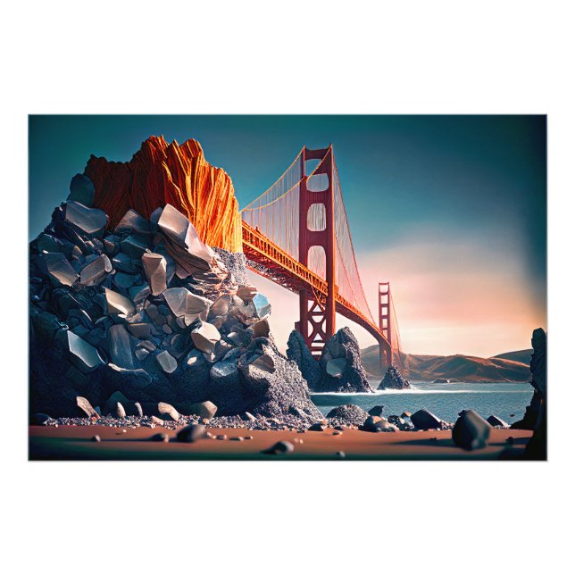 Golden Grind Bridge i San Francisco, Digital Art, Fototryck (Framsidan)