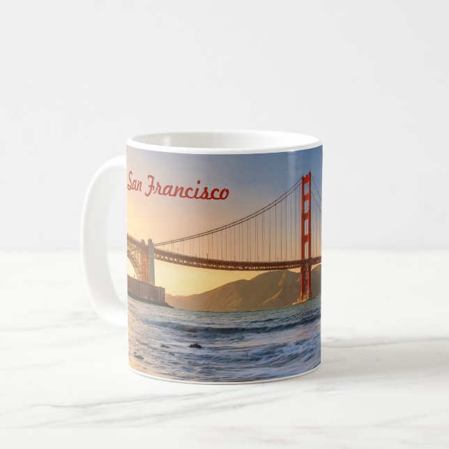 Golden Grind Bridge i San Francisco vid sunset Kaffemugg (Framsida vänster)