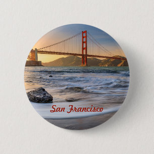 Golden Grind Bridge i San Francisco vid sunset Knapp