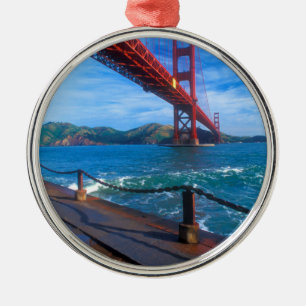 Golden Grind Bridge, Kalifornien Julgransprydnad Metall