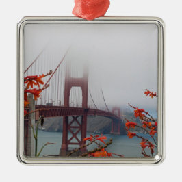 Golden Grind Bridge med Orange Flowers Julgransprydnad Metall