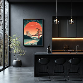 Golden Grind Bridge - Minimalist Sunset Silhouette Poster