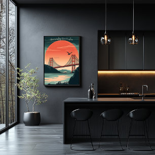 Golden Grind Bridge - Minimalist Sunset Silhouette Poster