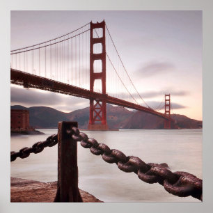 Golden Grind Bridge mot berg Poster