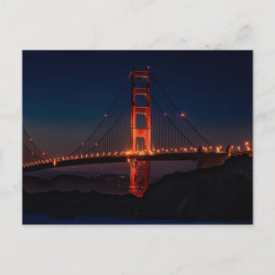 Golden Grind Bridge Night Himlar Vykort